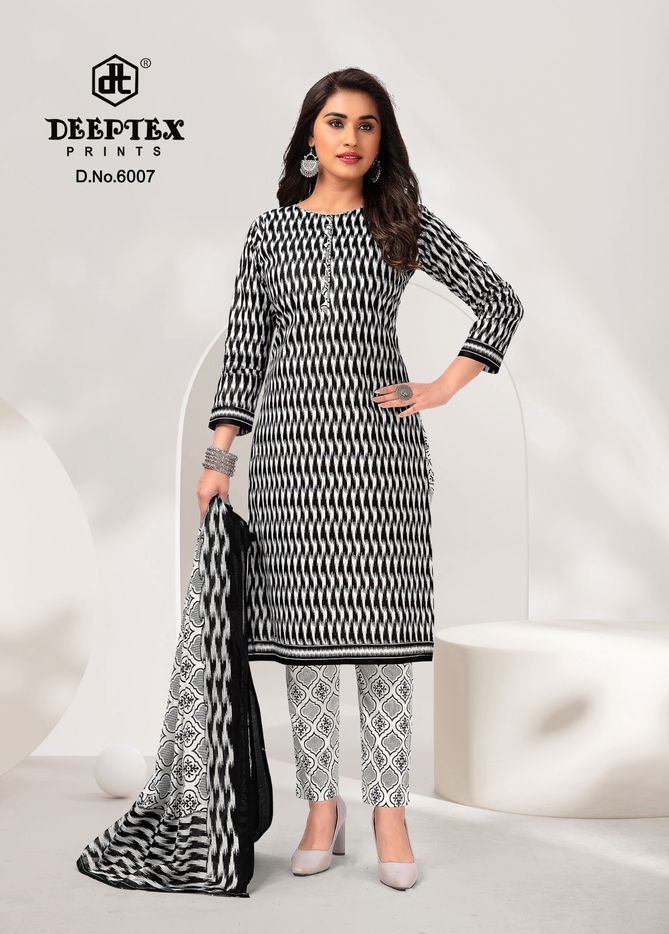 Aaliza Vol 6 By Deeptex Black And White Printed Cotton Dress Material
